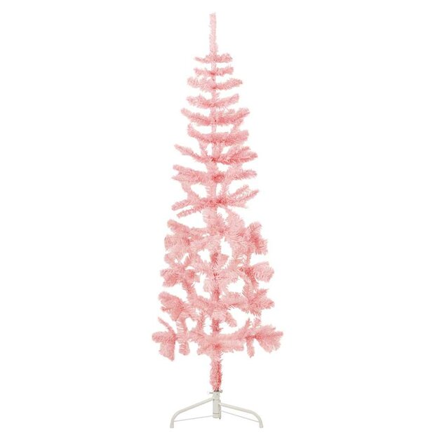 Kunstkerstboom half met standaard smal 120 cm roze 1