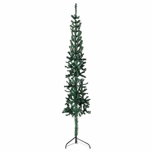 Kunstkerstboom half met standaard smal 240 cm groen 1