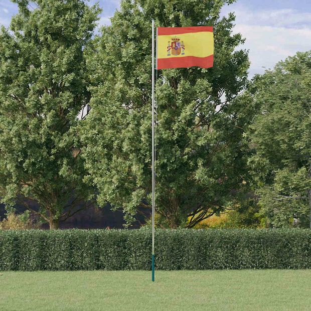 Vlag met vlaggenmast Spanje 6,08 m aluminium 1