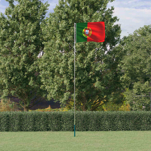 Vlag met vlaggenmast Portugal 5,5 m aluminium 1