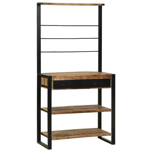 Keukenrek Bruin en zwart 80 x 40 x 160 cm Massief Mango Hout 1