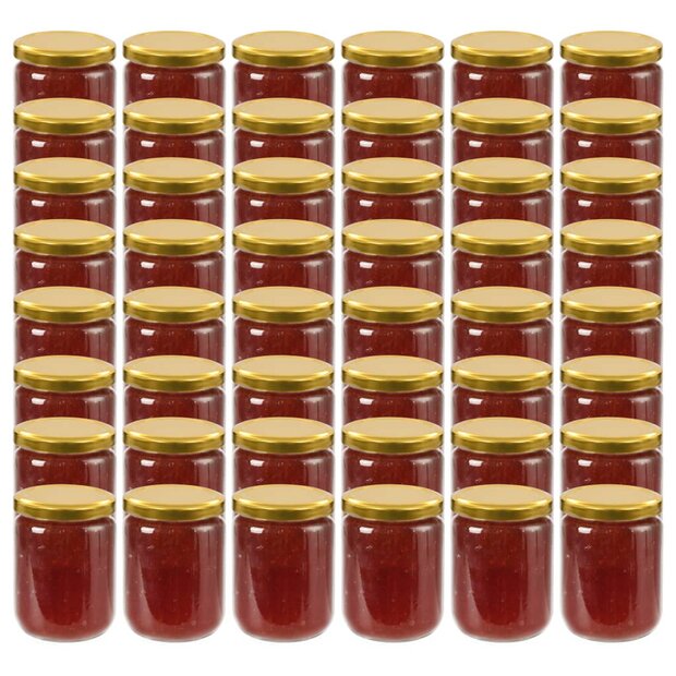 Jampotten met goudkleurige deksels 48 st 230 ml glas 1
