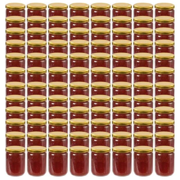 Jampotten met goudkleurige deksels 96 st 230 ml glas 1