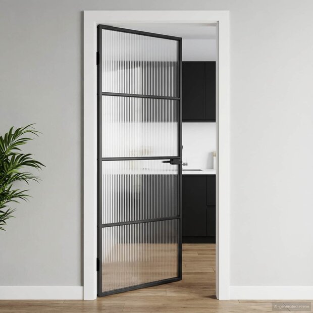 Huisdeur 76 x 201,5 x 3,5 cm Aluminium en Gehard Glas 1