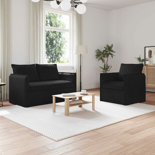 Bankstel 2 pcs Zwart 196 x 82 x 85 cm Stof 1