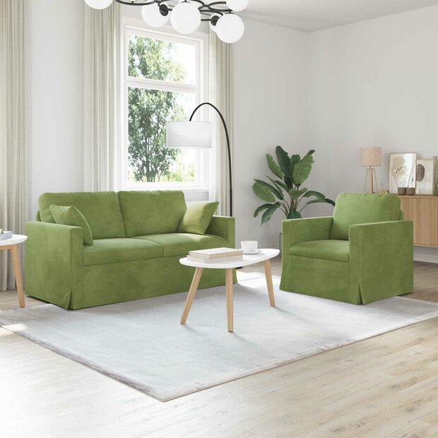 Bankstel 2 pcs Lichtgroen 158 x 78 x 80 cm Fluweel 1