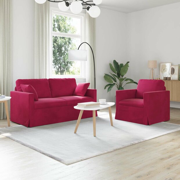 Bankstel 2 pcs Wijnrood 158 x 78 x 80 cm Fluweel 1