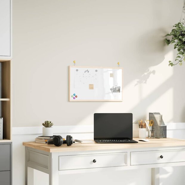 Magnetisch whiteboard met massief grenenhouten frame 60x40 cm 1