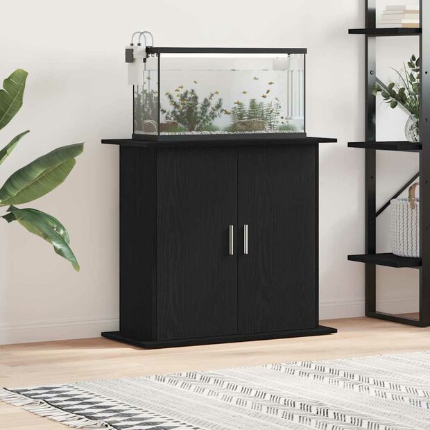 Aquariumstandaard Zwart Eiken 81x36x73 cm Bewerkt Hout 1