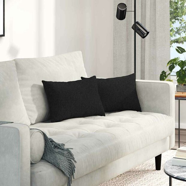 Sofa Kussens 2 pcs Zwart 50 x 30 cm Stof 1