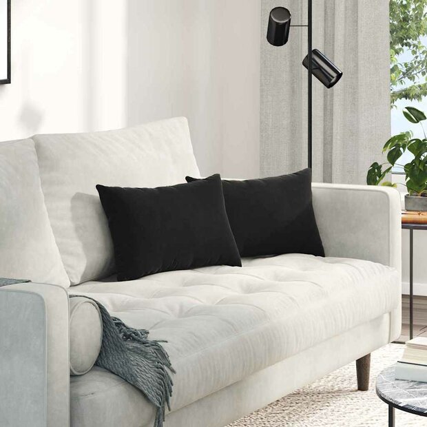 Sofa Kussens 2 stuks Zwart 50 x 30 cm Cordstof 1