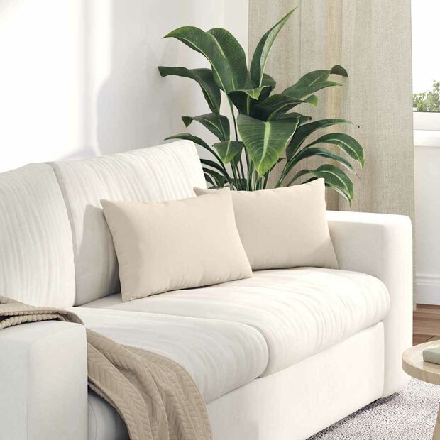 Sofa Kussens 2 stuks Beige 50 x 30 cm Stof 1