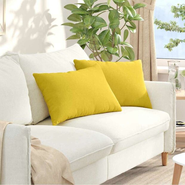 Sofa Kussens 2 pcs Lichtgeel 60 x 40 cm Stof 1