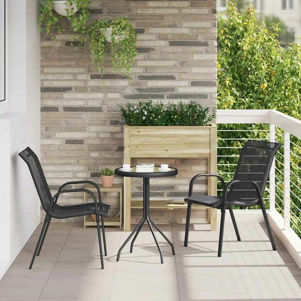 Tuinstoelen stapelbaar 2 st textileen stof zwart 1