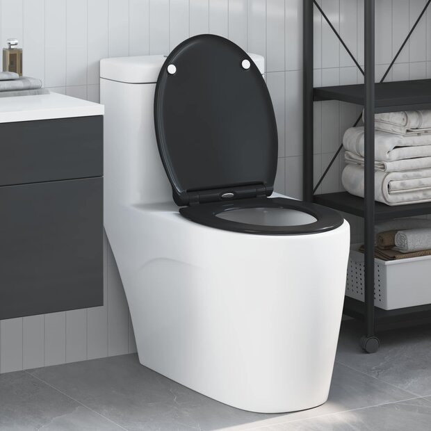 Toiletzitting Zwart 47 x 37,5 x 3,8 cm Duroplast 1