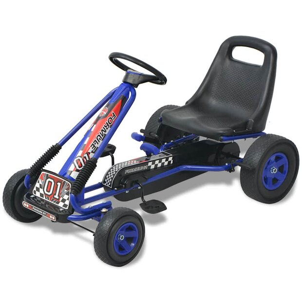 Skelter met pedalen en verstelbare zitting blauw 1