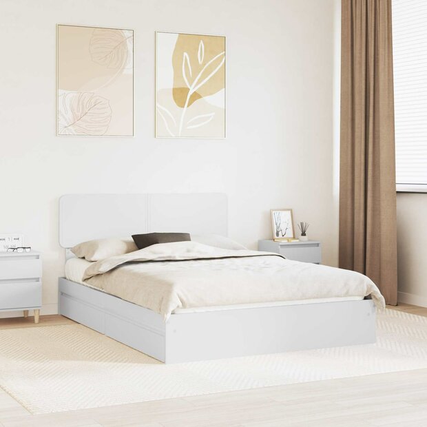 Opslag bed met hoofdeinde Wit 140 x 200 cm Bewerkt hout 1