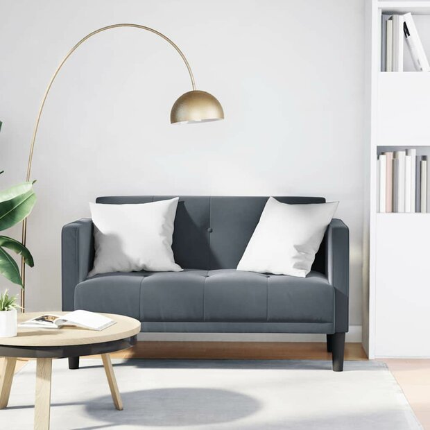 Loveseat bank donkergrijs 111 cm fluweel 1