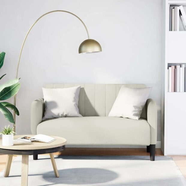 Loveseat bank 109 cm fluweel cr&egrave;mekleurig 1
