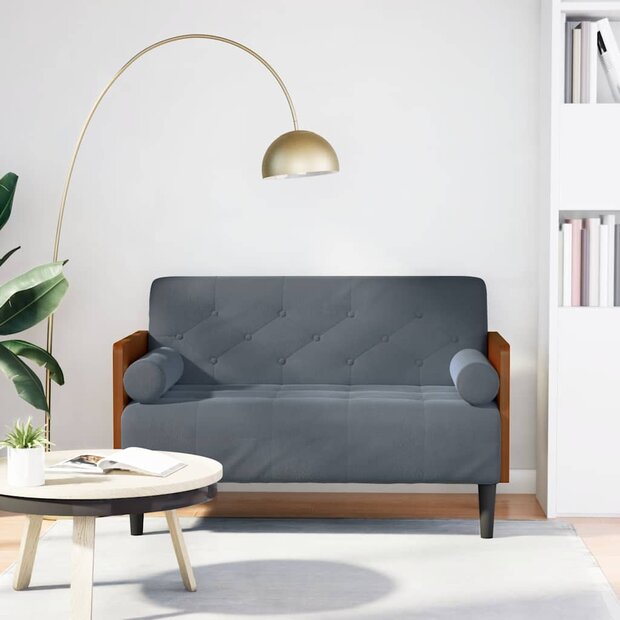 Loveseat bank met bolsters donkergrijs 110 cm fluweel 1