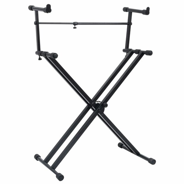 Keyboardstandaard X-frame dubbel versterkt zwart 1