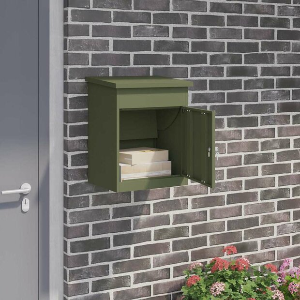 Pakketbrievenbus met opslag Olijfgroen 47,5 x 38 x 59 cm Staal 1