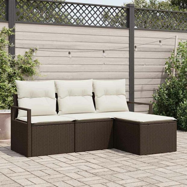 Bankstel 4 pcs Bruin poly rattan 1