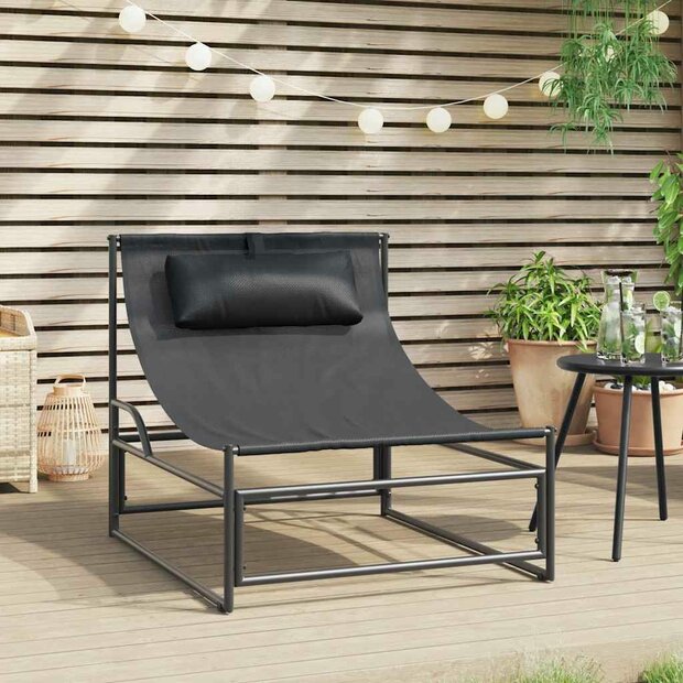 Tuinligstoel Antraciet 87x74x73 cm Staal en Textileen 1