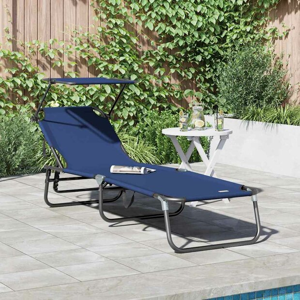Opvouwbare zonnebed Blauw 190 x 57 x 81 cm oxford 1