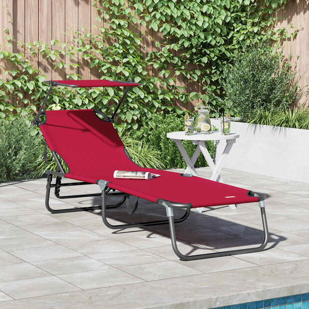 Opvouwbare zonnebed Rood 190 x 57 x 81 cm oxford 1