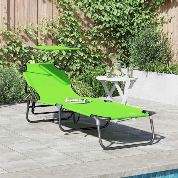 Opvouwbare zonnebed Groen 190 x 57 x 81 cm oxford 1