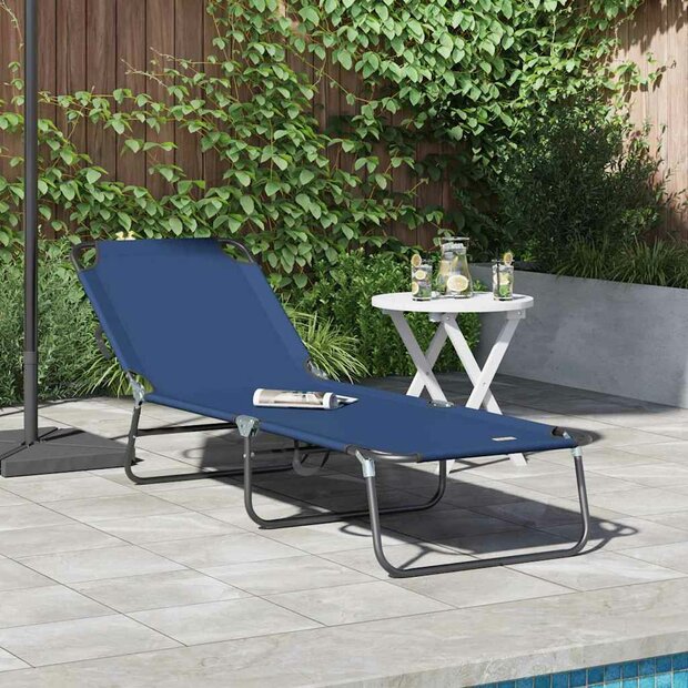 Opvouwbare zonnebed Blauw 188 x 57 x 86,5 cm Polyester 1