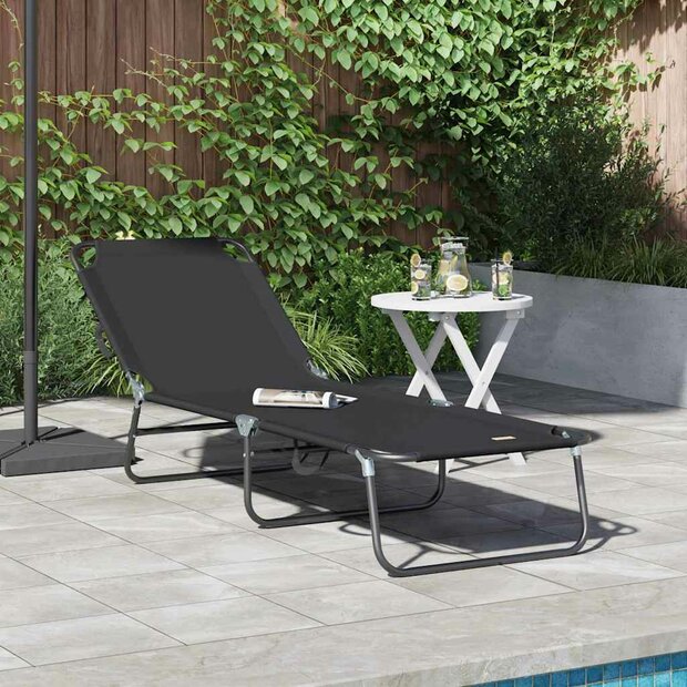 Opvouwbare zonnebed Zwart 188 x 57 x 86,5 cm Polyester 1