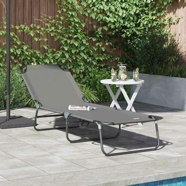 Opvouwbare zonnebed Grijs 188 x 57 x 86,5 cm Polyester 1