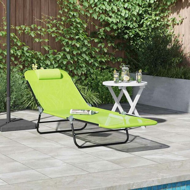 Opvouwbare zonnebed Groen 182 x 55 x 85,5 cm Textileen 1
