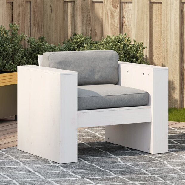 Tuinbank 79x60x62 cm massief grenenhout wit 1