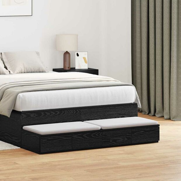 Bedlades met lade Zwart Eiken 120 x 36,5 x 16,5 cm Bewerkt hout 1