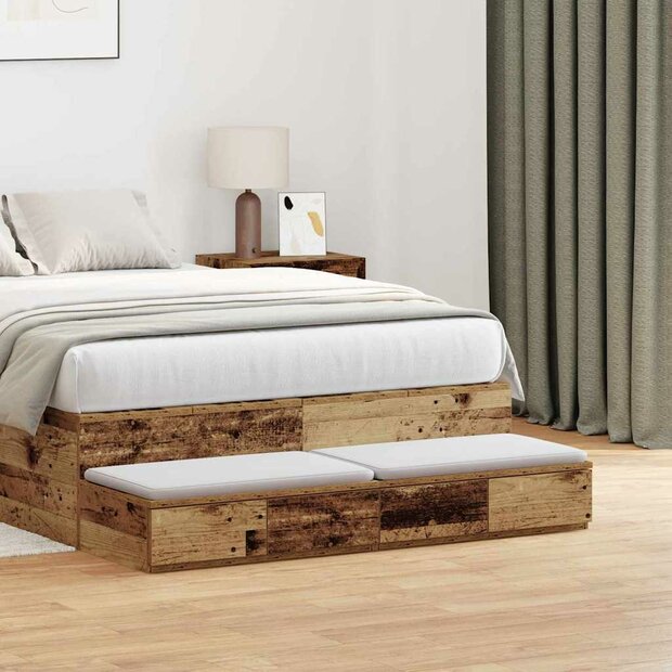 Bedlades met lade Oudhout 120 x 36,5 x 16,5 cm Bewerkt hout 1