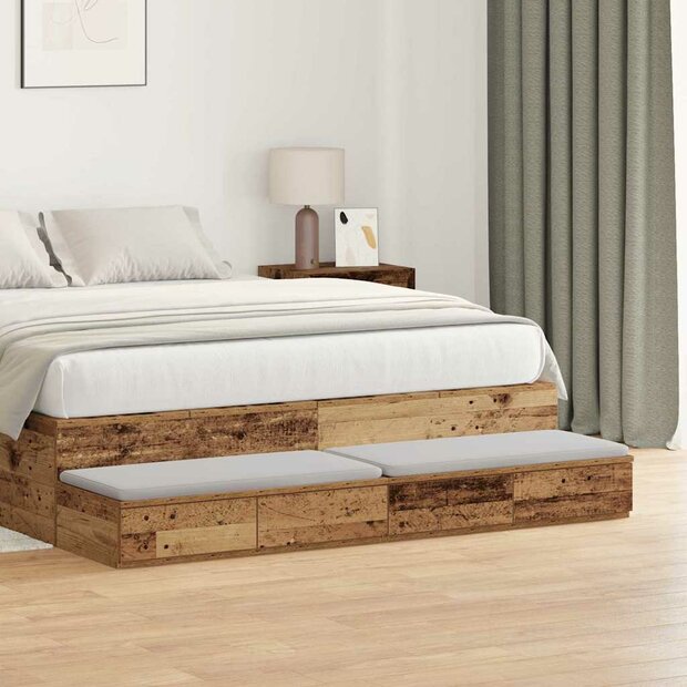 Bedlades met lade Oudhout 135 x 36,5 x 16,5 cm Bewerkt hout 1