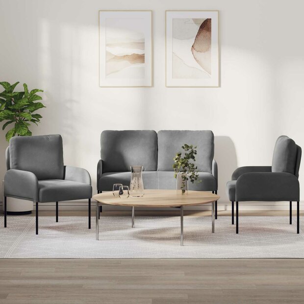 Sofa-Sets 3 pcs Donkergrijs 115 x 56 x 80 cm Multiplex 1