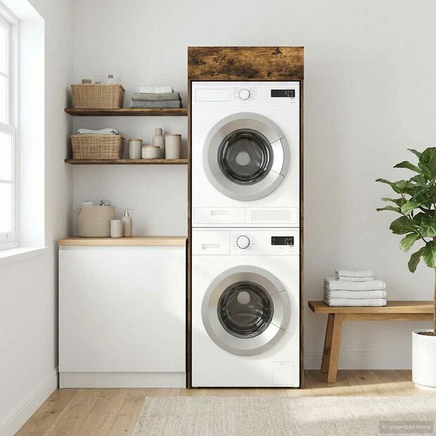 Wasmachinekast Gerookt eiken 67,5 x 68 x 200 cm Bewerkt hout 1