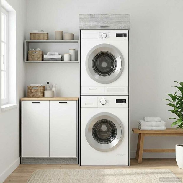 Wasmachinekast Grijs Sonoma 67,5 x 68 x 200 cm Bewerkt hout 1