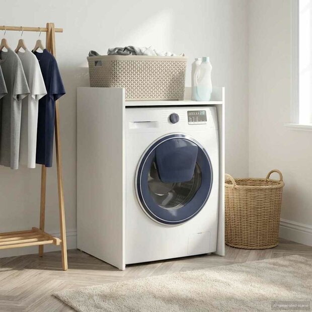Wasmachinekast met opslag Wit 67,5 x 62 x 97 cm Bewerkt hout 1