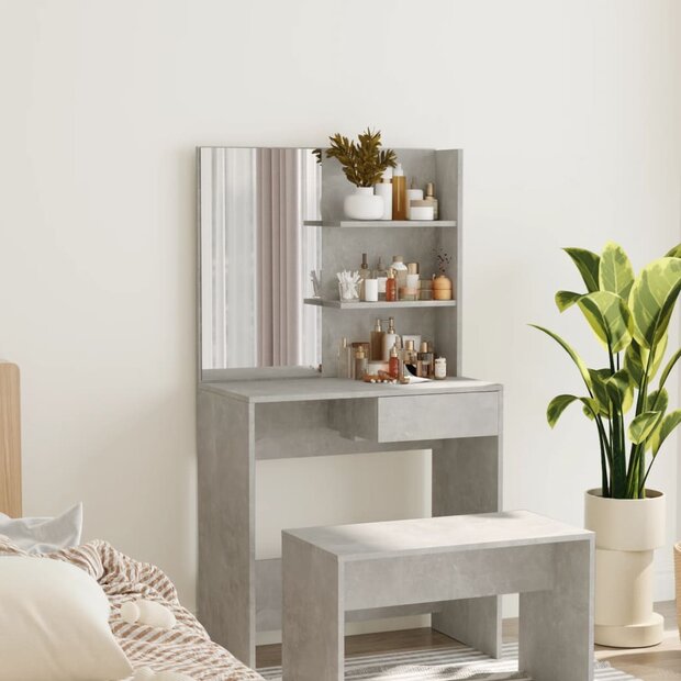 Kaptafel met spiegel 74,5x40x141 cm betongrijs 1