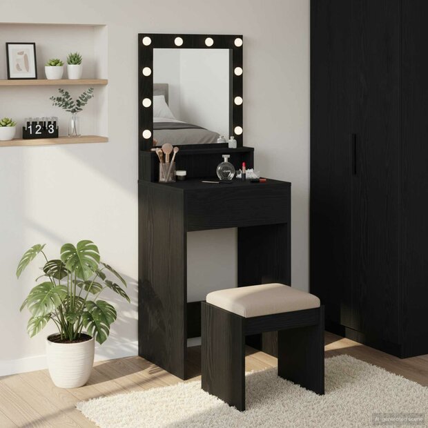 Kaptafel Zwart Eiken 50 x 41 x 135 cm Bewerkt hout 1