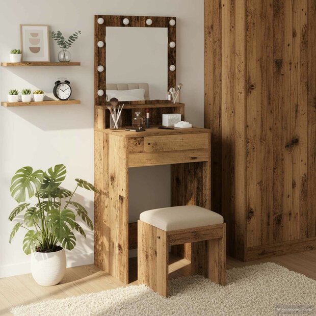 Kaptafel met plank Oudhout 50 x 41 x 135 cm Bewerkt hout 1