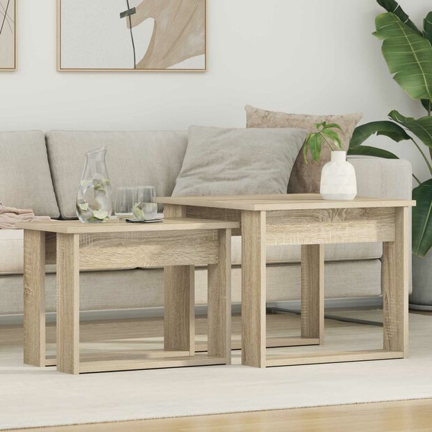 Salontafelset2 pcs Sonoma Eiken Bewerkt hout 1
