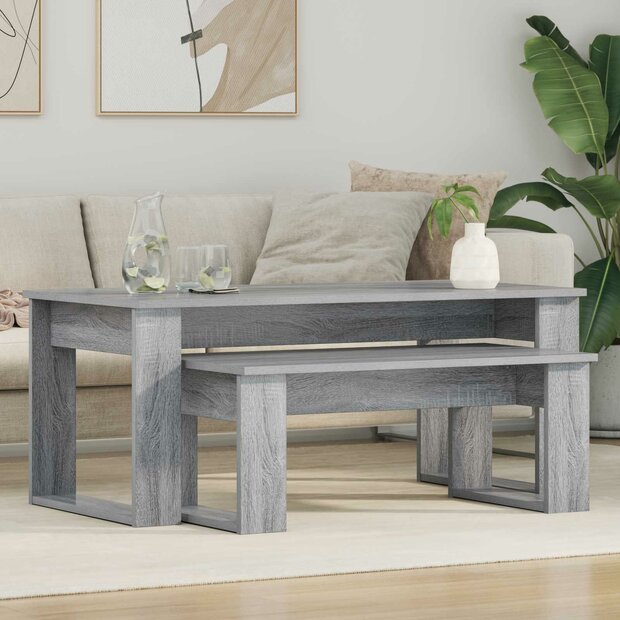 Salontafelset2 pcs Grijs Sonoma Bewerkt hout 1