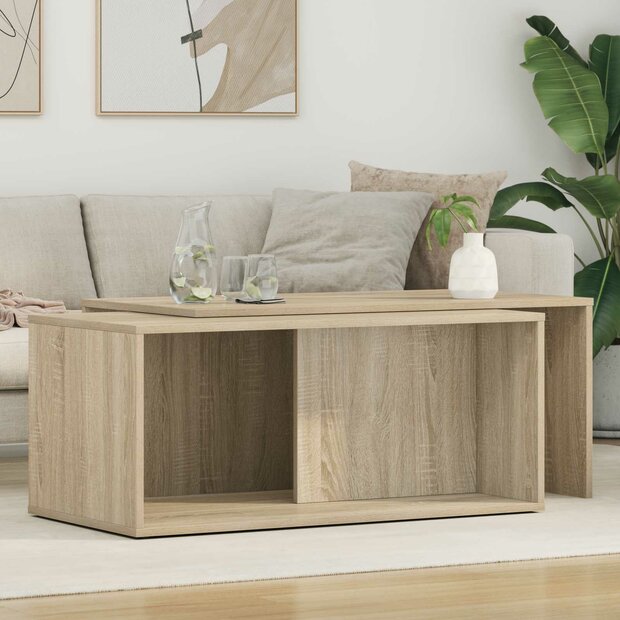 Salontafelset2 pcs Sonoma Eiken Bewerkt hout 1