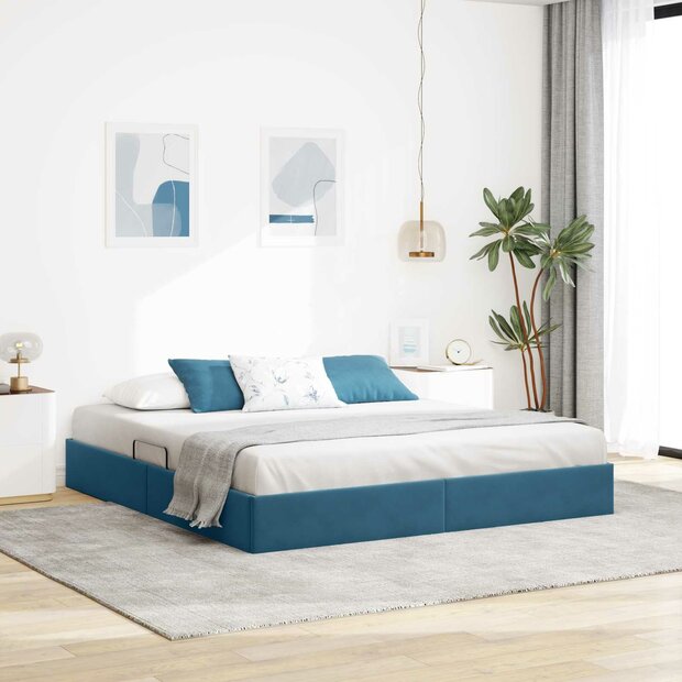 Opslag bed met hoofdeinde Donkerblauw 180 x 200 cm Fluweel 1